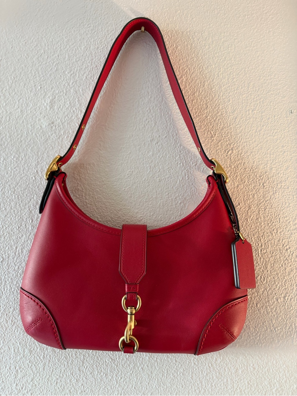 Coach Hamptons Hobo CW642 Red Leather Limited Re-Edition 2005 Brass